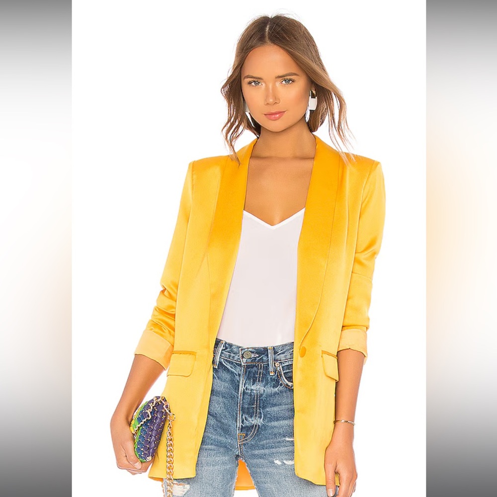 L'Academie Yellow Satin Blazer XS